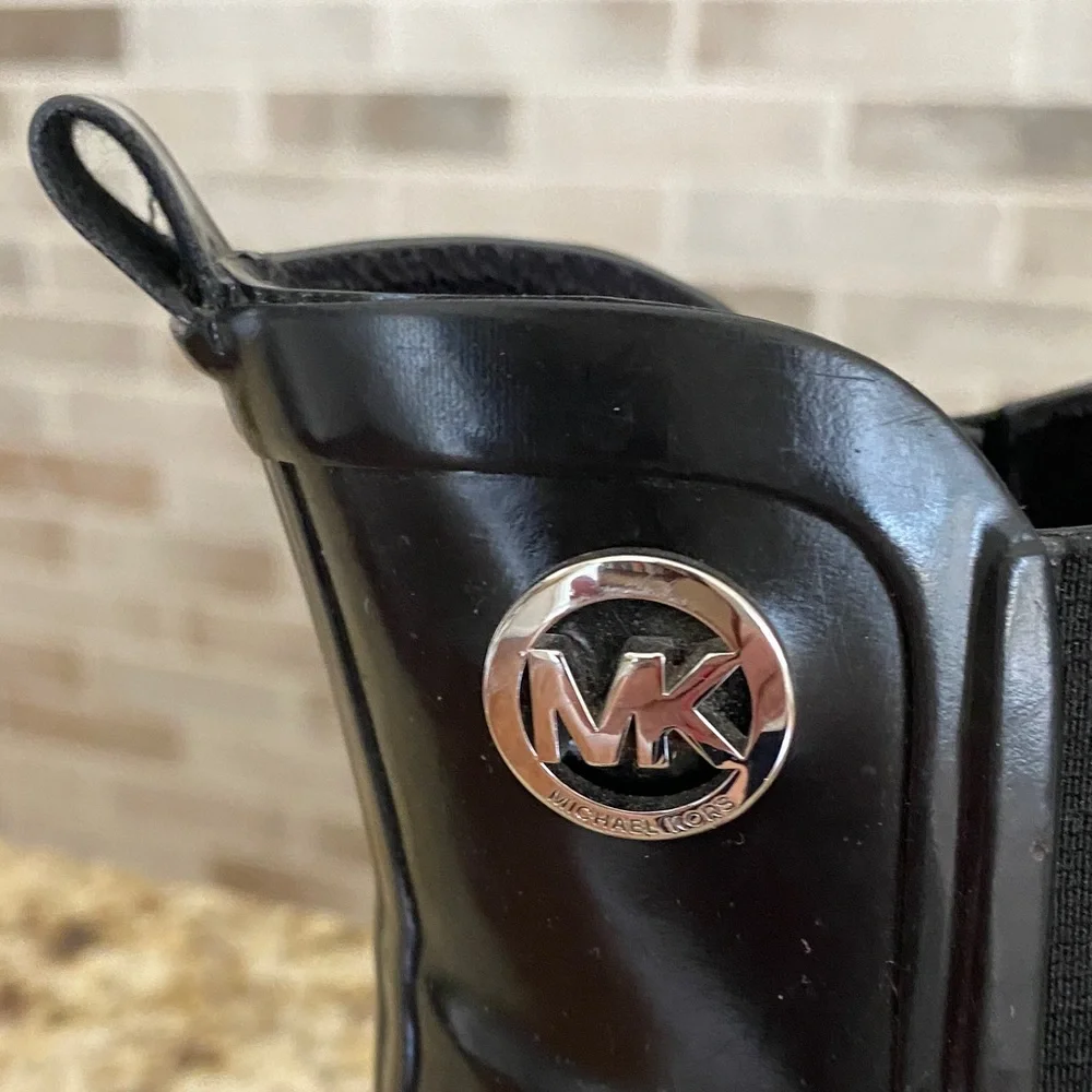 Michael Kors Black Gloss Chelsea Rain Ankle Boots